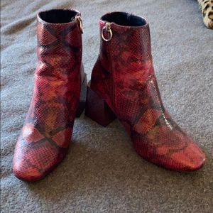 Red snake skin boots